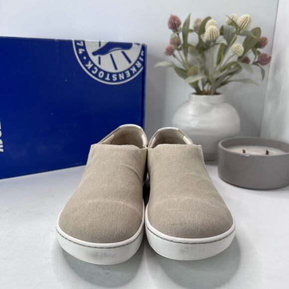Birkenstock Barrie Slip On Shoes Sand Narrow Fit 1004549 Women 11/Men 9 Tried On - Picture 4 of 10